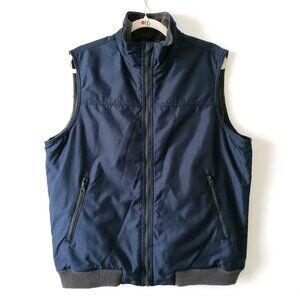 Chaps Est. 1978 Mens Navy Blue Full Zip Mock Neck Zipped Pocket Vest Size M